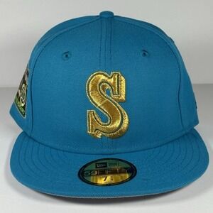 Seattle Mariners New Era 59FIFTY Fitted Hat 7 3/8 Teal 40th Anniversary‎ Patch